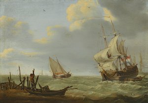 Vessels in a Breeze by Jan Claesz Rietschoof